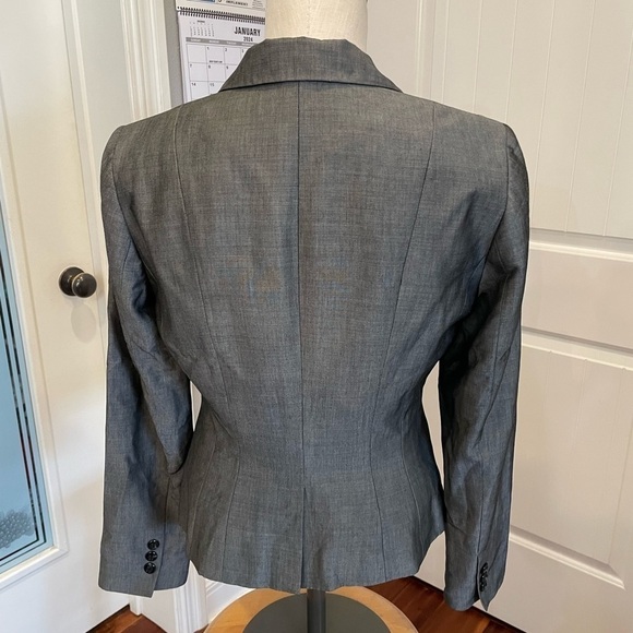 Etcetera gray rayon wool blend satin look blazer jacket classic simple elegant - Picture 4 of 10